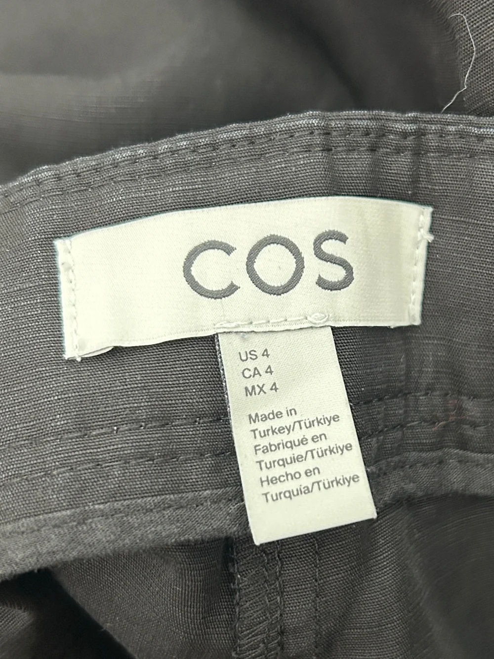 COS black cargo trousers wide leg linen blend pants 4